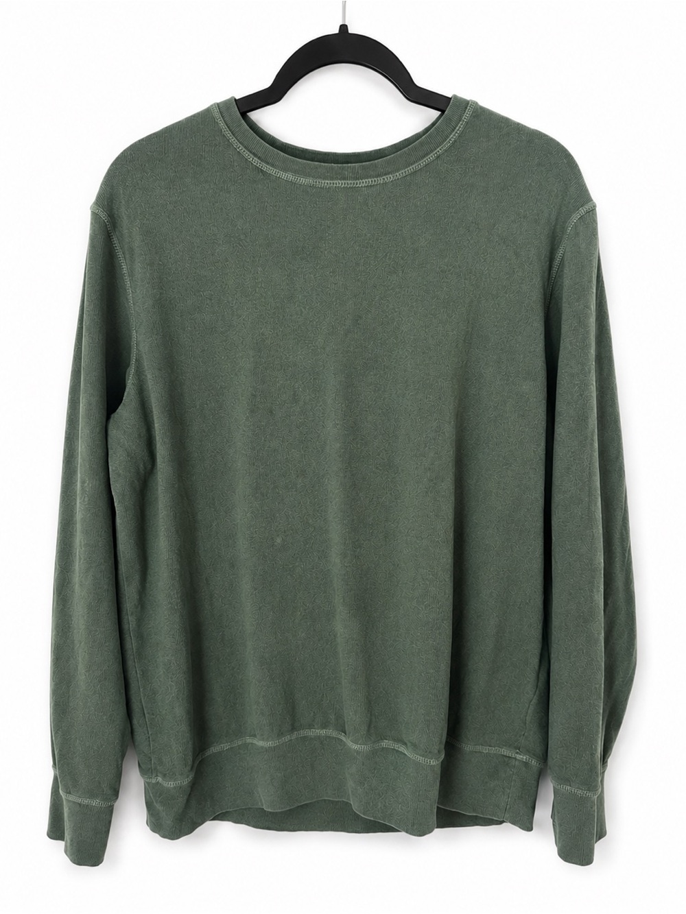 Boston Traders Olive Green Ribbed Pullover Sweatshirt Soft Stretch Crewneck M